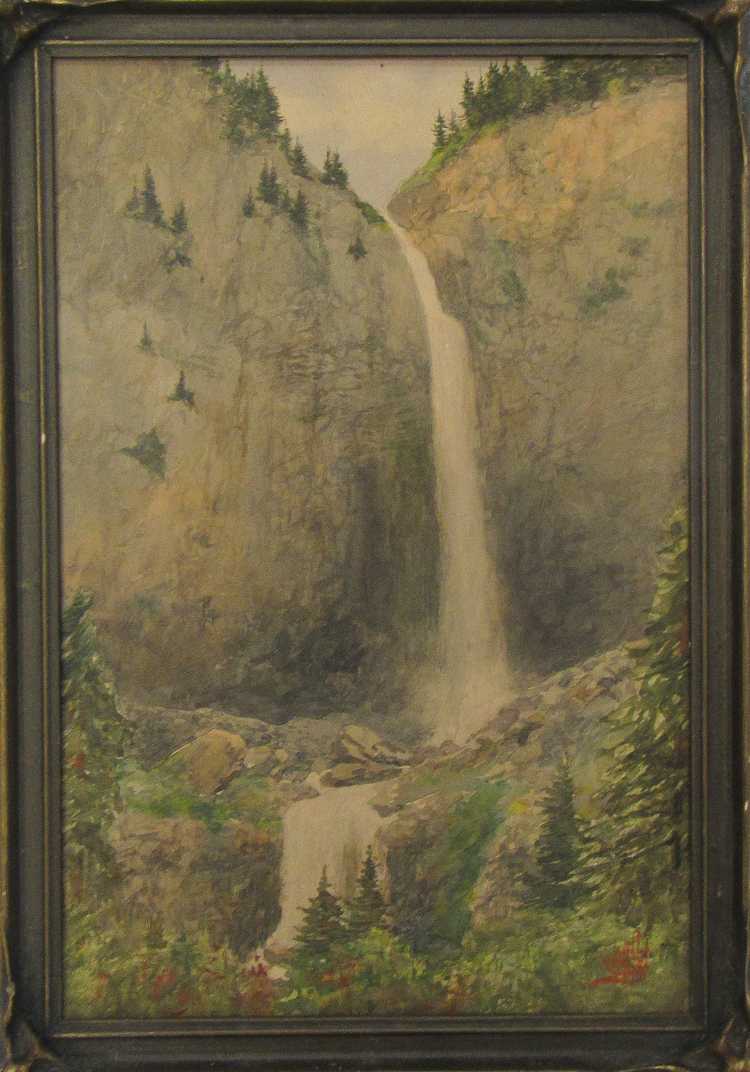 Appraisal: LIONEL SALMON WATERCOLOR ON PAPER Washington - Comet Falls Mount