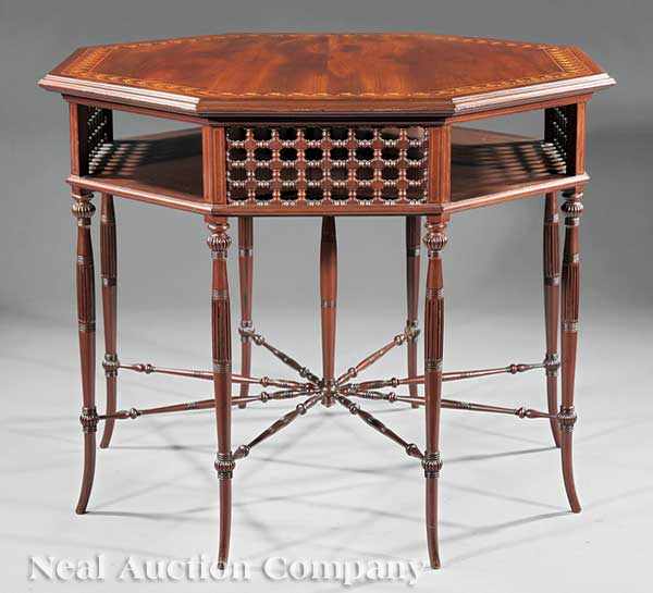 Appraisal: A Fine American Aesthetic Inlaid Mahogany Center Table c -