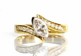 Appraisal: An ct gold marquise cut diamond ring with diamond set