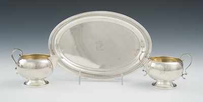 Appraisal: A Sterling Silver Sugar and Creamer on an Oval Tray