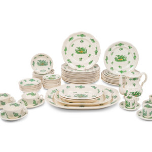 Appraisal: A Spode Green Basket Dinner Service Second Half th Century