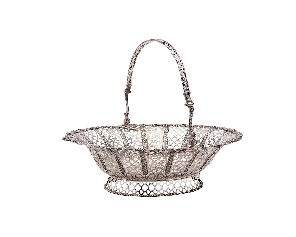 Appraisal: LIONEL ALFRED CHRICHTON Reticulated Footed Silver Basket LIONEL ALFRED CHRICHTON