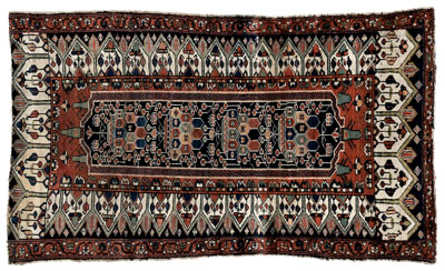 Appraisal: Baktiari rug rectangular central panel with floral and geometric d