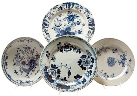 Appraisal: Group of Three Dutch Delft Blue and White Chargers Together