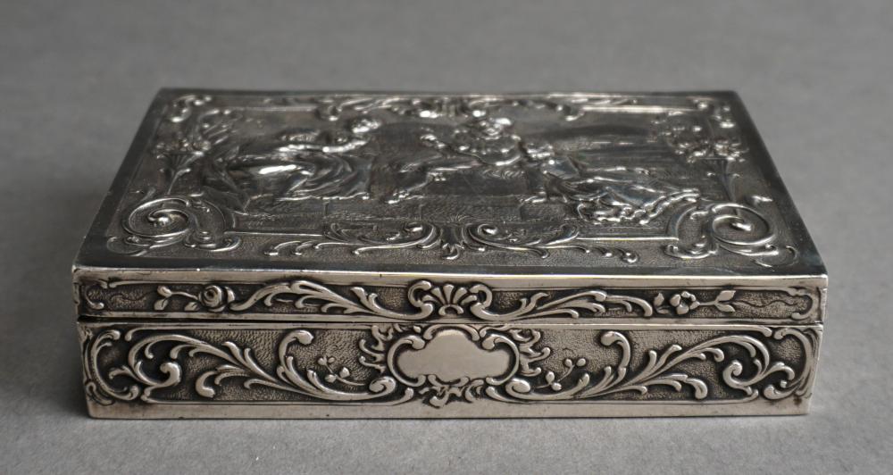 Appraisal: French Repousse Sterling Silver Table Box x x in x