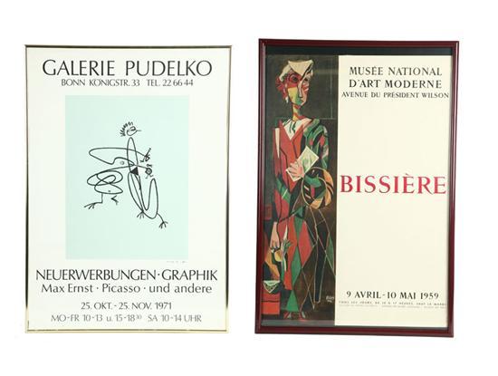 Appraisal: TWO FRENCH AND GERMAN POSTERS Bissiere And Galerie Pudelko Framed