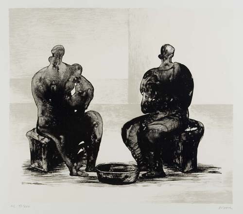 Appraisal: HENRY MOORE Two Women Bathing a Child II Color lithograph