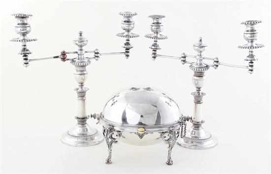 Appraisal: Unusual pair English Sheffield fused plate candelabra and Mappin Webb