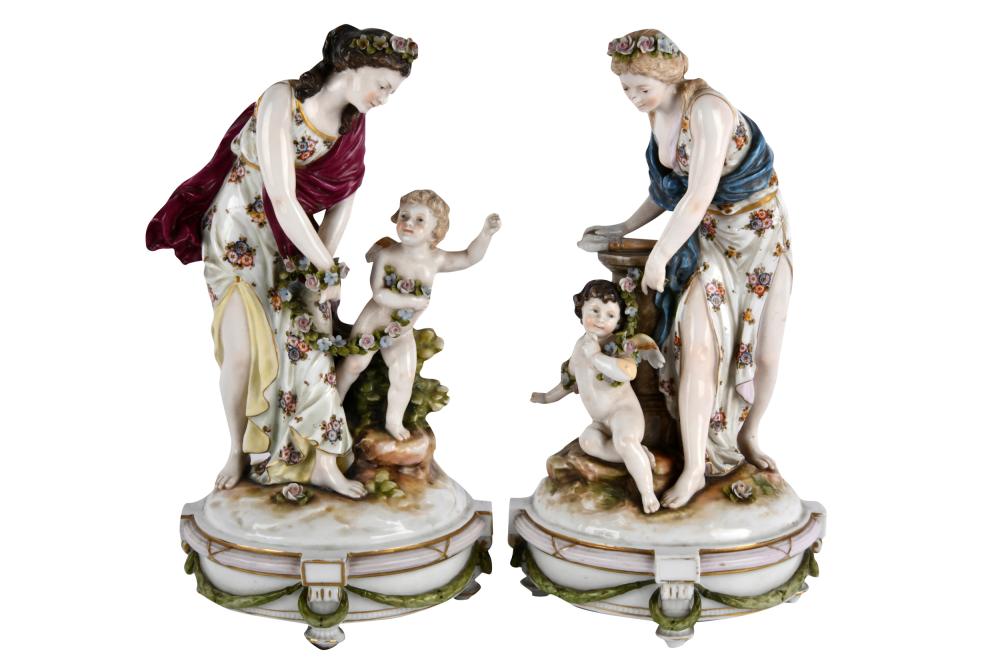 Appraisal: TWO PORCELAIN FIGURAL GROUPSone with blue Karl Ens KVE mark