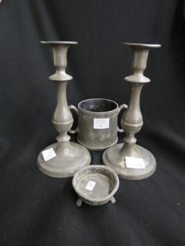 Appraisal: pcs Pewter pair of candlesticks footed salt by Richter and