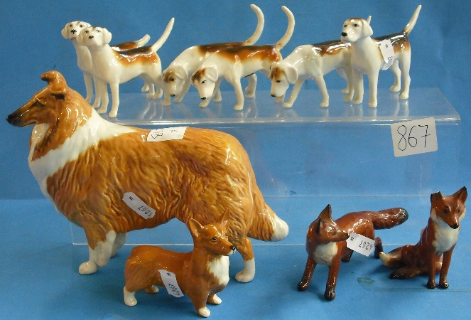 Appraisal: A collection of Beswick Dogs to include Collie Corgi Foxhounds