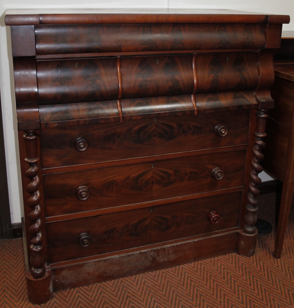 Appraisal: A Victorian mahogany Scottish chest the breakfront top raised above