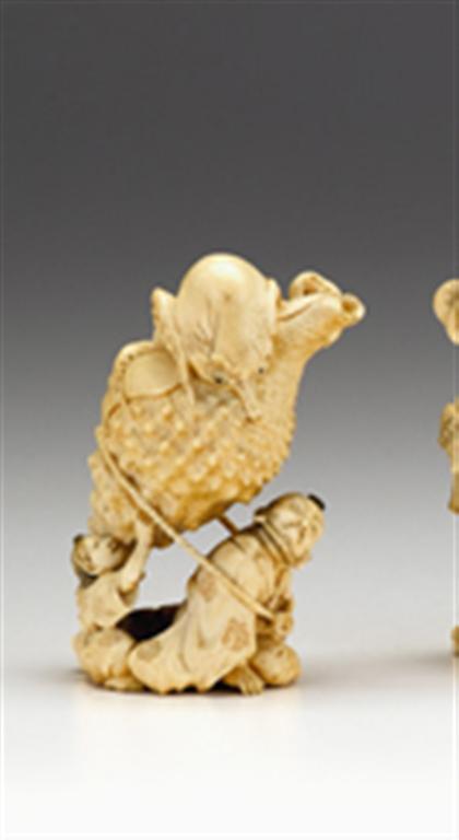 Appraisal: Fine Japanese elephant ivory okimono late th century Single section