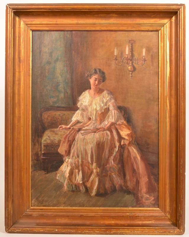 Appraisal: Homer Sands Oil Painting of a Woman Oil on Canvas