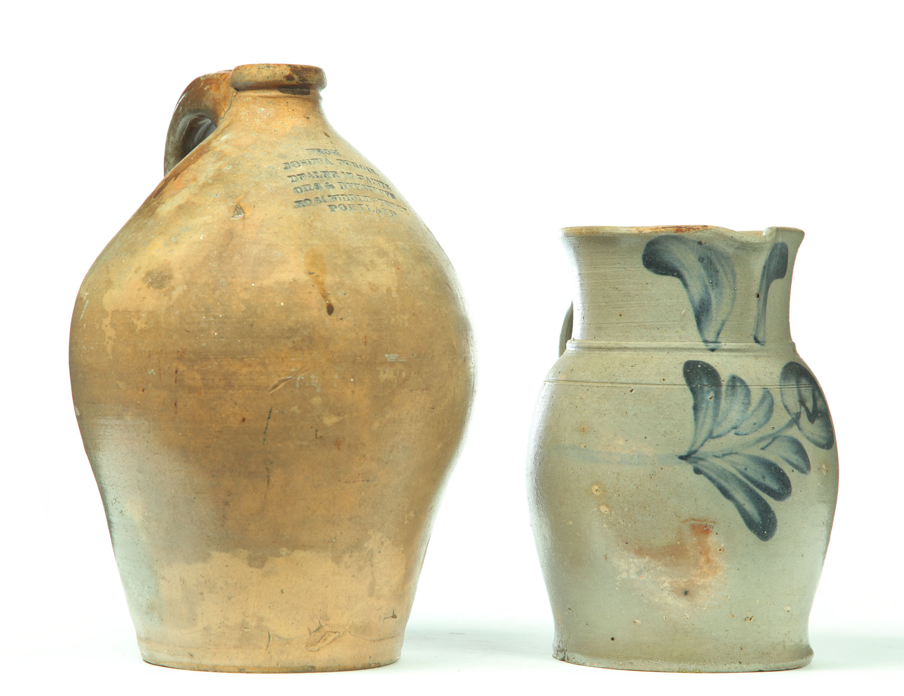 Appraisal: STONEWARE PITCHER AND JUG American mid th century Both have