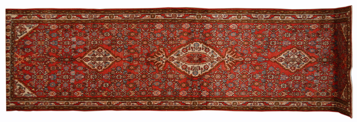 Appraisal: ORIENTAL RUG HUSSEINABAD HALL CARPET ' x ' Three ivory