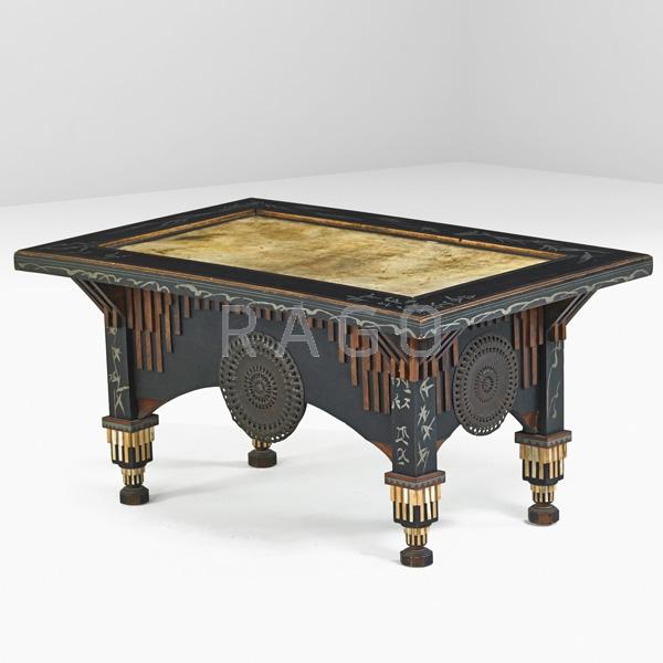 Appraisal: CARLO BUGATTI Coffee table Condition Report Naturally dark vellum Warm