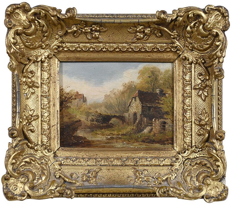 Appraisal: British School Painting th tth century Mill Cottage oil on