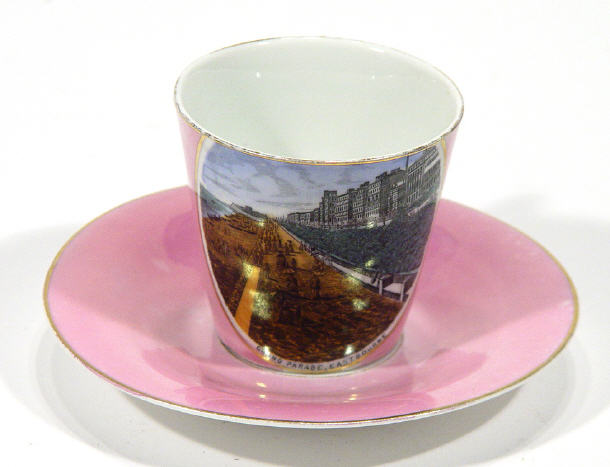 Appraisal: Continental pink lustre teacup and saucer hand coloured and transfer