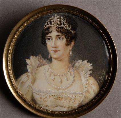 Appraisal: E SEGUR MINIATURE PORTRAIT RONDEL OF EMPRESS JOSEPHINE Watercolor on