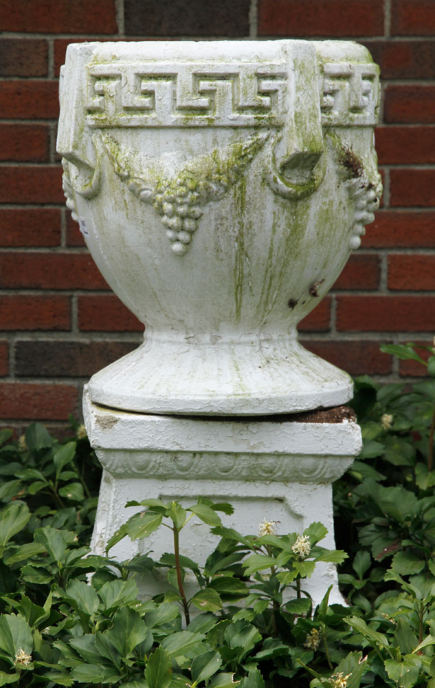 Appraisal: A - Pair of Cement Urns Pair of painted urns