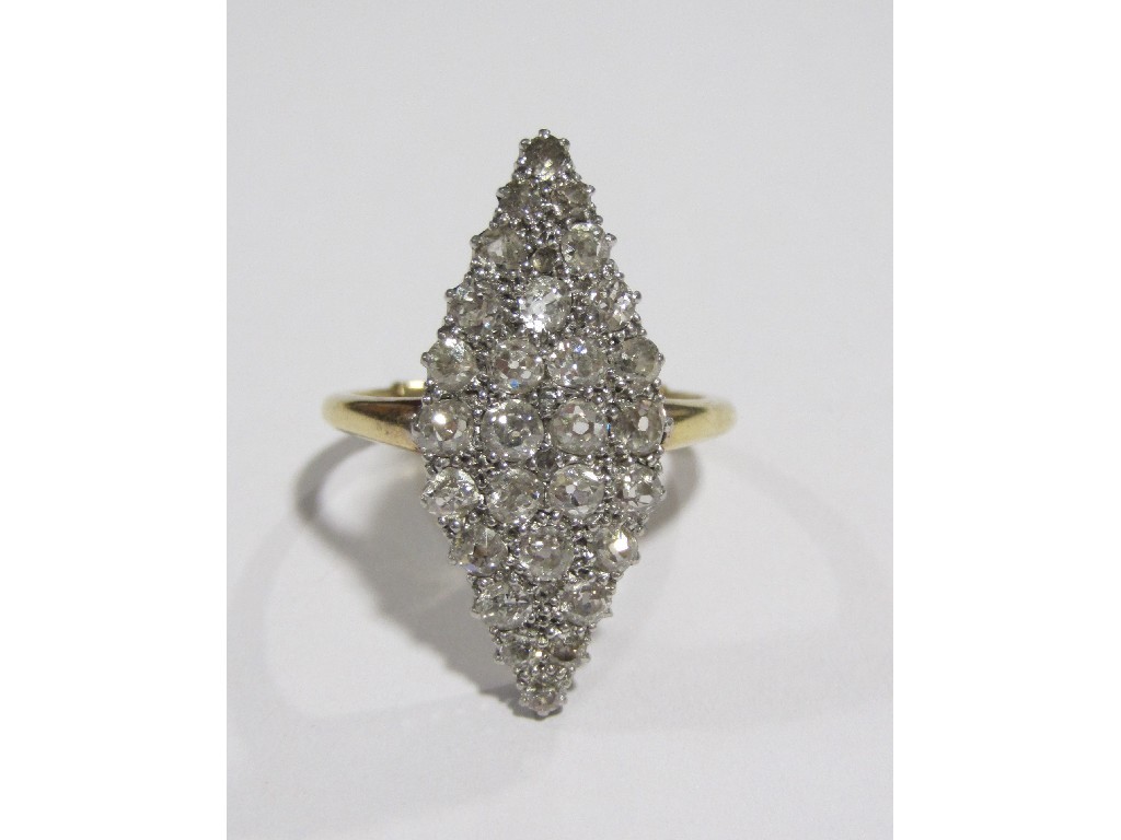 Appraisal: A Victorian eighteen carat gold marquise diamond cluster ring with