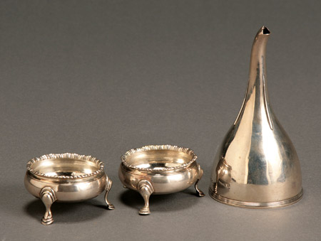 Appraisal: Pair of George III Silver Salt Cellars and a Wine