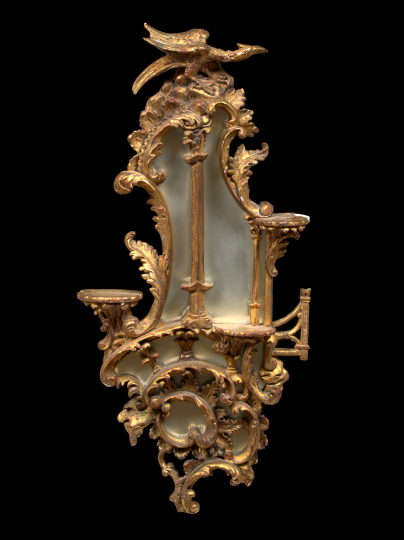 Appraisal: Pair of George III-Style Mirrored and Giltwood Bracket Shelves in