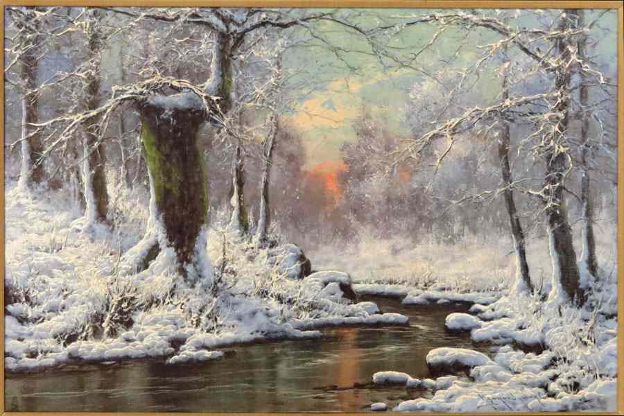 Appraisal: LASZLO NEOGRADY HUNGARIAN - STREAM THROUGH WINTER LANDSCAPE Oil on