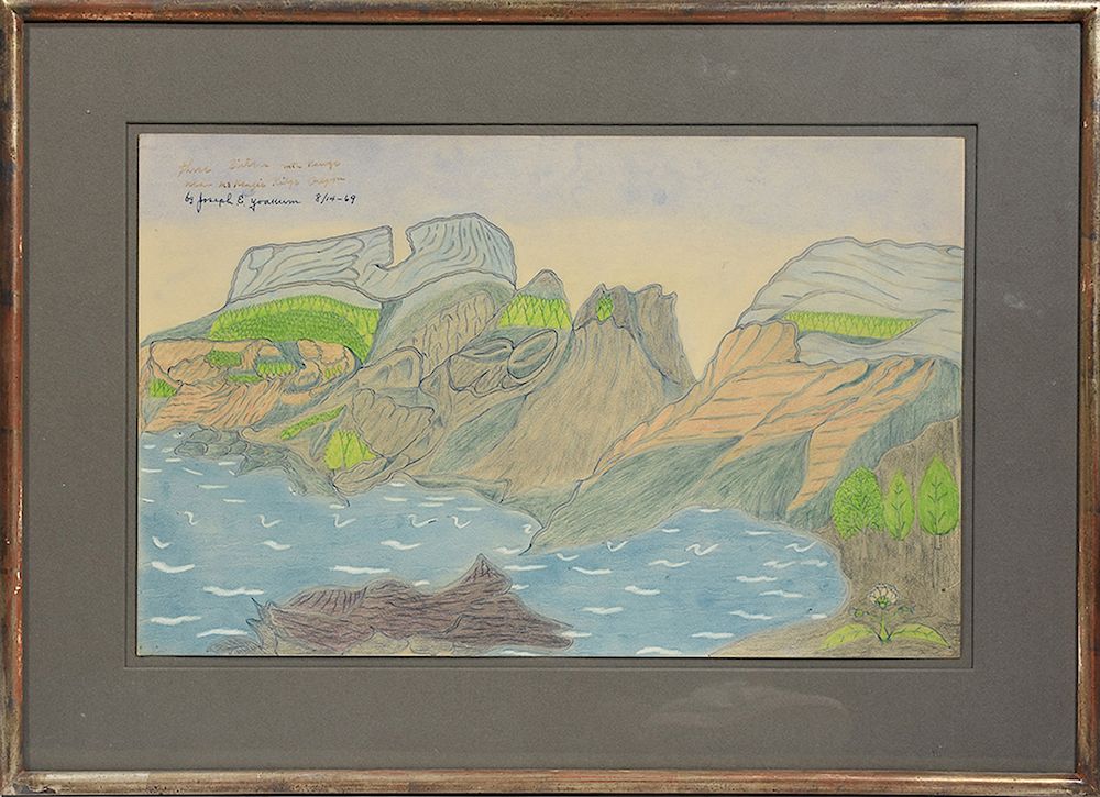 Appraisal: Joseph E Yoakum Am - drawing Three Sisters Mountain range