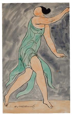 Appraisal: ABRAHAM WALKOWITZ Isadora Duncan Watercolor on paper x mm x