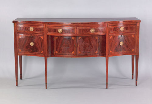 Appraisal: New York Federal inlaid mahogany sideboard - the top with