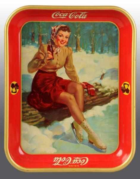 Appraisal: Coca-Cola Serving Tray Description Circa Depicts girl with ice skates