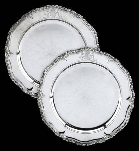 Appraisal: THE ANSON SERVICE A pair of George II silver circular