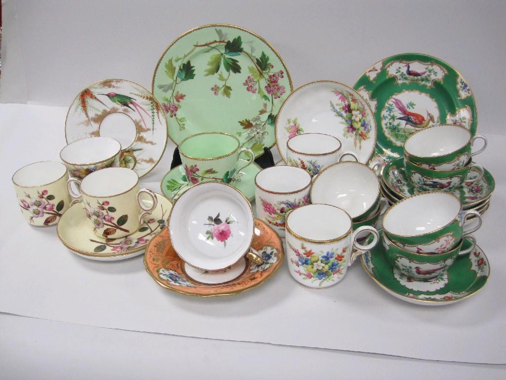 Appraisal: Fourteen assorted Cups and Saucers with floral and bird design