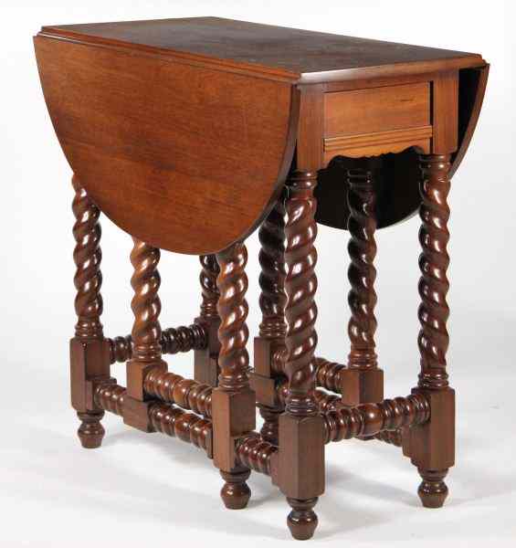 Appraisal: Pug Moore Barley Twist Gate Leg Tablemahogany two drop leaves