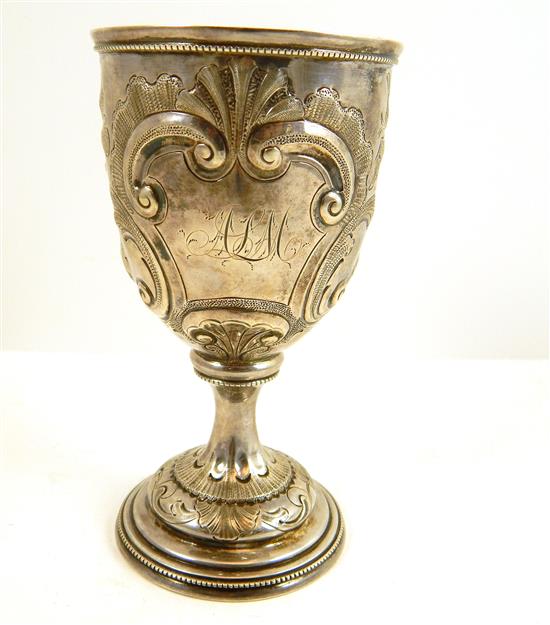 Appraisal: SILVER Goblet unmarked American th C scroll floral and shell