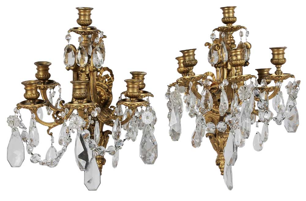 Appraisal: Pair Fine Gilt Bronze Sconces Continental late th early th