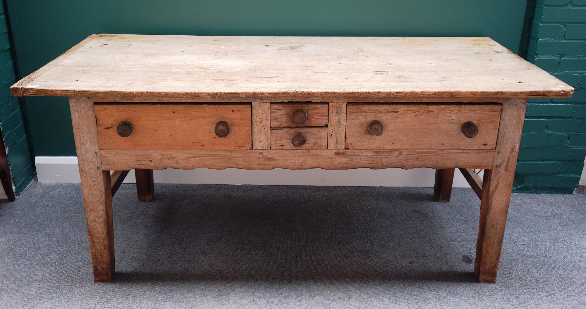 Appraisal: An early th century pine and oak preparation table with