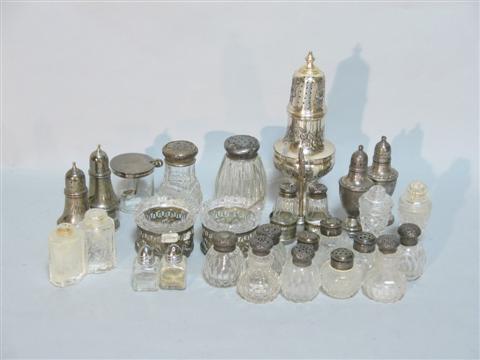 Appraisal: GROUP OF SILVER AND PLATED TABLEWARES Including pair Graff Washbourne