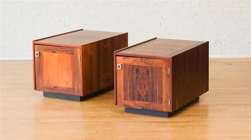 Appraisal: PAIR OF DANISH MODERN ROSEWOOD END TABLES x x in