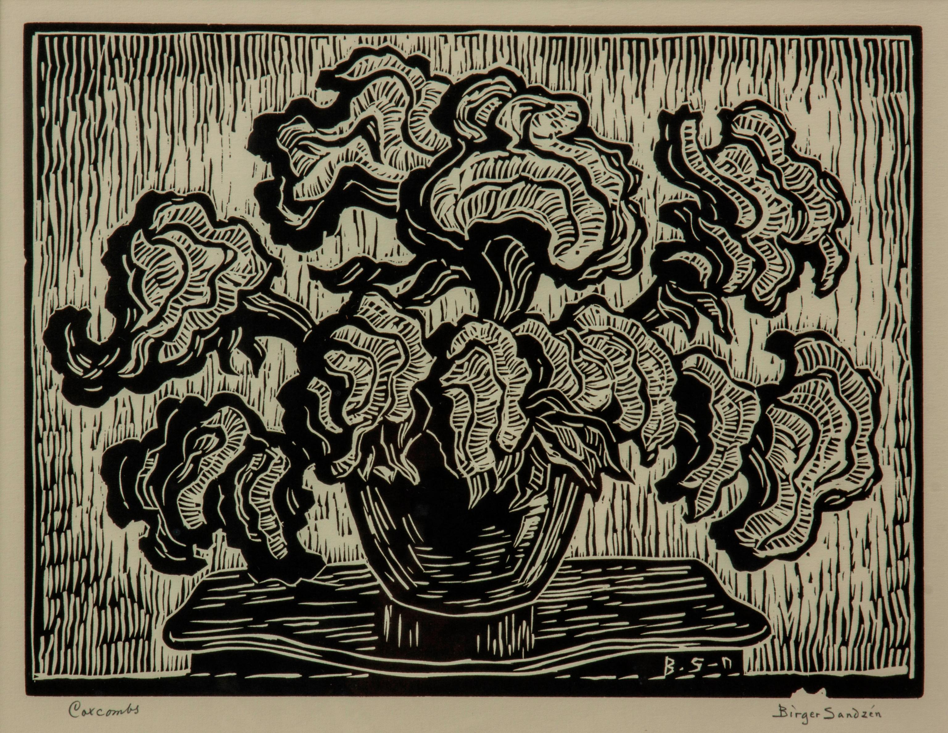 Appraisal: BIRGER SANDZEN 'COXCOMBS' PENCIL-SIGNED LINOCUT Birger Sandzen Swedish-American - Coxcombs