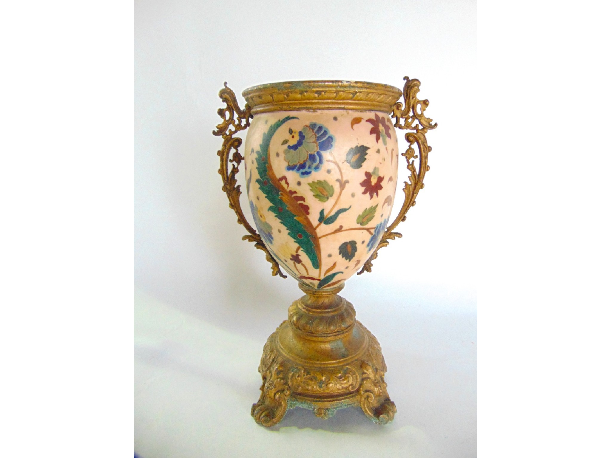 Appraisal: An unusual decorative painted ceramic vase with stylised painted floral