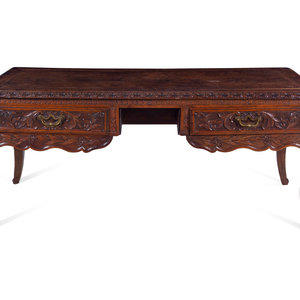 Appraisal: A Louis XV Provincial Style Carved Walnut Desk th Century