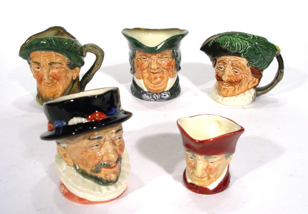 Appraisal: Five small hand painted Royal Doulton character jugs The Cardinal