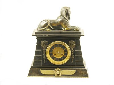 Appraisal: A late th century French slate and bronze mantel clock