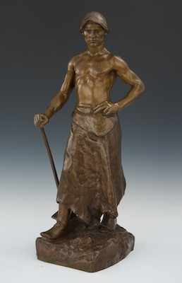 Appraisal: Henri Louis Lavasseur French - Laborer Bronze with brown and