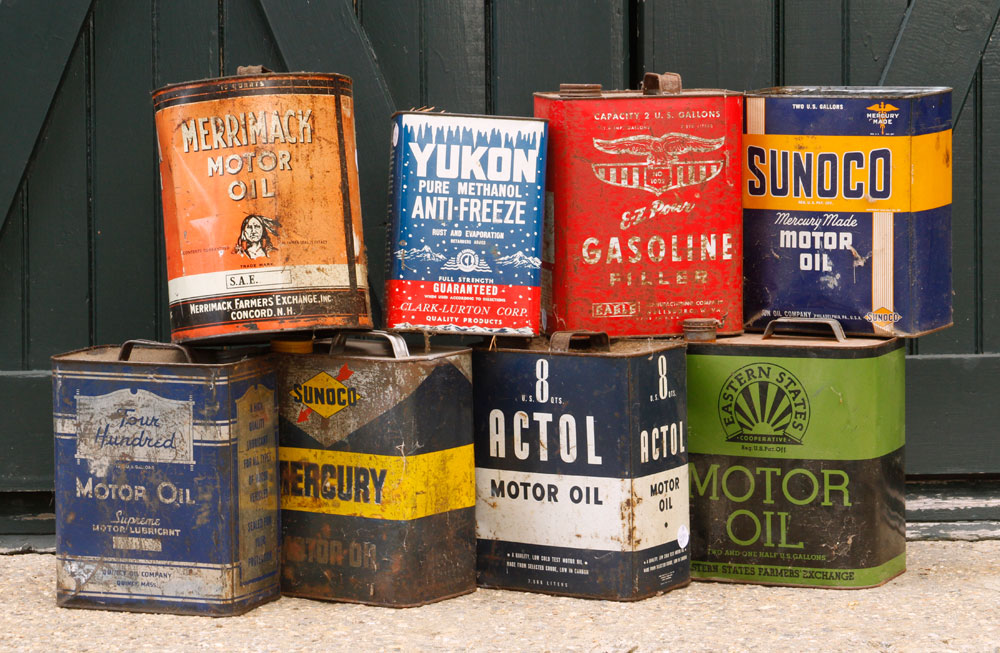 Appraisal: - Vintage Motor Oil Canisters Lot of eight vintage motor