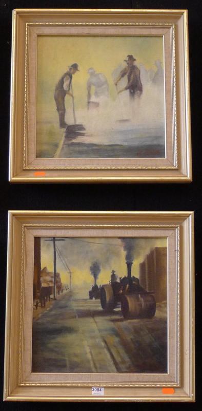 Appraisal: TWO WORKS BY S WATT ROAD WORKERS OIL ON CANVAS