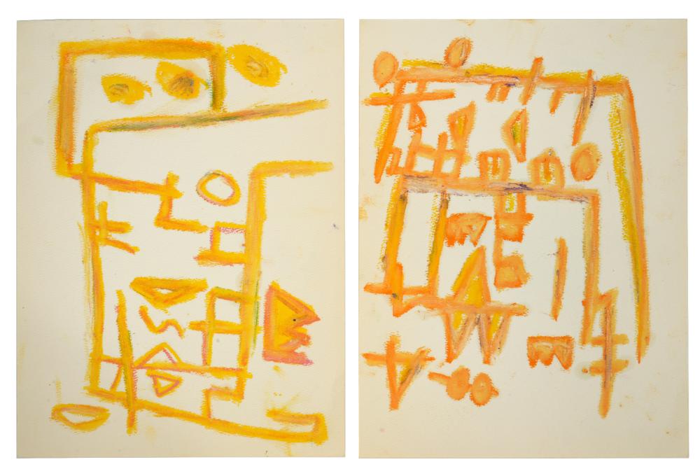 Appraisal: ATTRB TO JEAN-MICHEL BASQUIET DRAWINGS WITH COAAttributed to Jean-Michel Basquiat